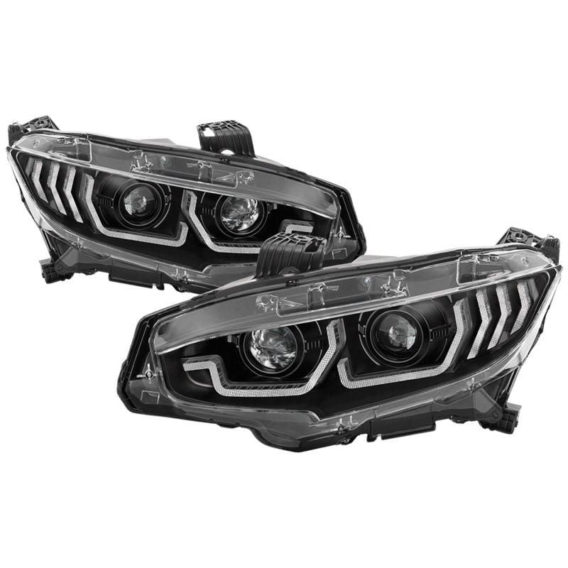 SPYDER 5086099 - SPY5086099 - Spyder 16-18 Honda Civic 4Dr w/LED Seq Turn Sig Lights Proj Headlight - Black - PRO-YD-HC16-SEQ-BK - Shipped in Europe - Tuningsupply.com