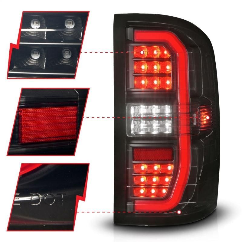 ANZO 311465 - ANZ311465 - ANZO 14-18 GMC Sierra 1500 Full LED Taillights Black Housing Smoke Lens (w/C Light Bars) - Shipped in Europe - Tuningsupply.com