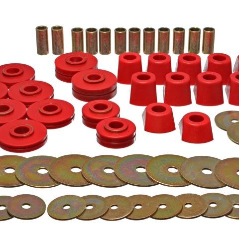 Energy Suspension 3.4110R - ENG3.4110R - Energy Suspension 67-95 K5 Blazer / 67-70 Denali XL/Suburban/Yukon XL 4WD Red Body (Cab) Mount Set - Shipped in Europe - Tuningsupply.com