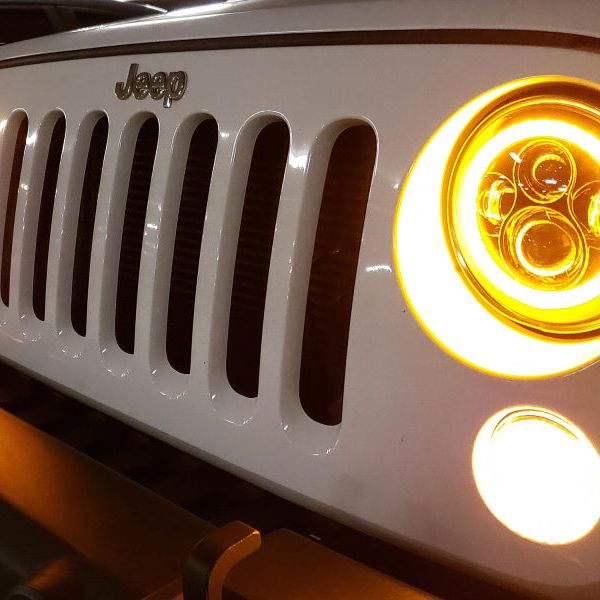 Raxiom J108037 - RAXJ108037 - Raxiom 97-18 Jeep Wrangler TJ/JK Axial Halo Headlights w/ DRL Amber Signals- Blk Hsng (Clear Lens) - Shipped in Europe - Tuningsupply.com