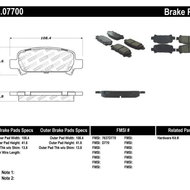 Stoptech 309.07700 - STO309.07700 - StopTech Performance 02-03 WRX Rear Brake Pads - Shipped in Europe - Tuningsupply.com
