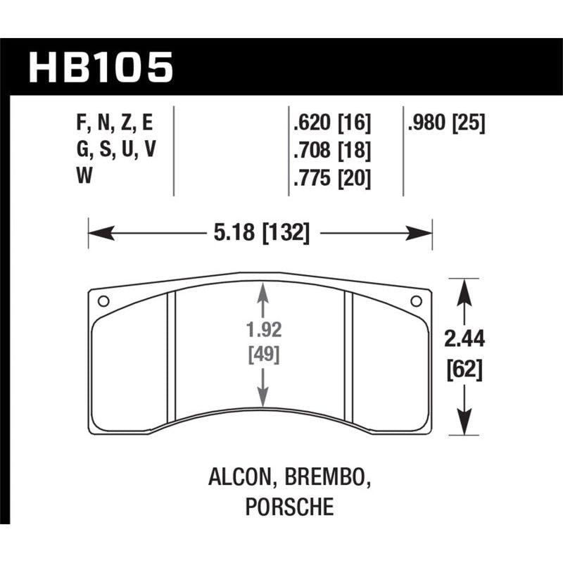 Hawk Performance KHB105G.775 - HAWKHB105G.775 - Hawk Brembo/Alcon DTC-60 Race Brake Pad Sets - Shipped in Europe - Tuningsupply.com