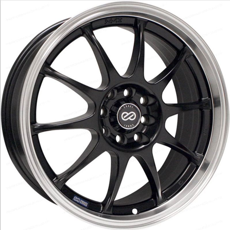 Enkei 409-670-12BK - ENK409-670-12BK - Enkei J10 16x7 5x100/114.3 38mm Offset 72.62mm Bore Dia Matte Black w/ Machined Lip Wheel - Shipped in Europe - Tuningsupply.com
