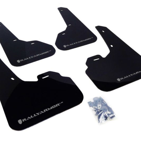 Rally Armor MF17-UR-BLK/SIL - RALMF17-UR-BLK/SIL - Rally Armor 10-13 Mazda3/Speed3 (Hatch/Sedan) Black UR Mud Flap w/Silver Logo - Shipped in Europe - Tuningsupply.com