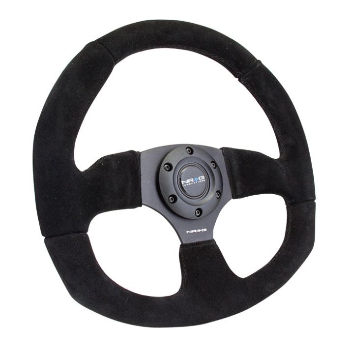 NRG RST-009S - NRGRST-009S - NRG Reinforced Steering Wheel (320mm Horizontal / 330mm Vertical) Black Suede w/Black Stitching - Shipped in Europe - Tuningsupply.com