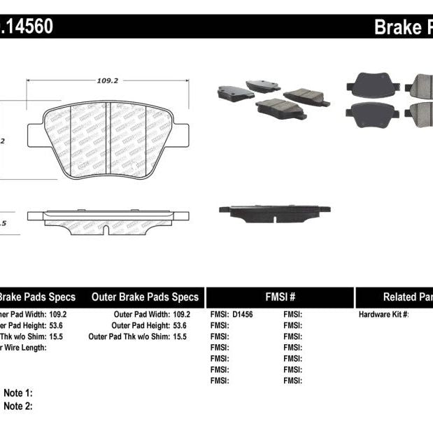 Stoptech 309.14560 - STO309.14560 - StopTech Performance Volkswagen Rear Brake Pads - Shipped in Europe - Tuningsupply.com