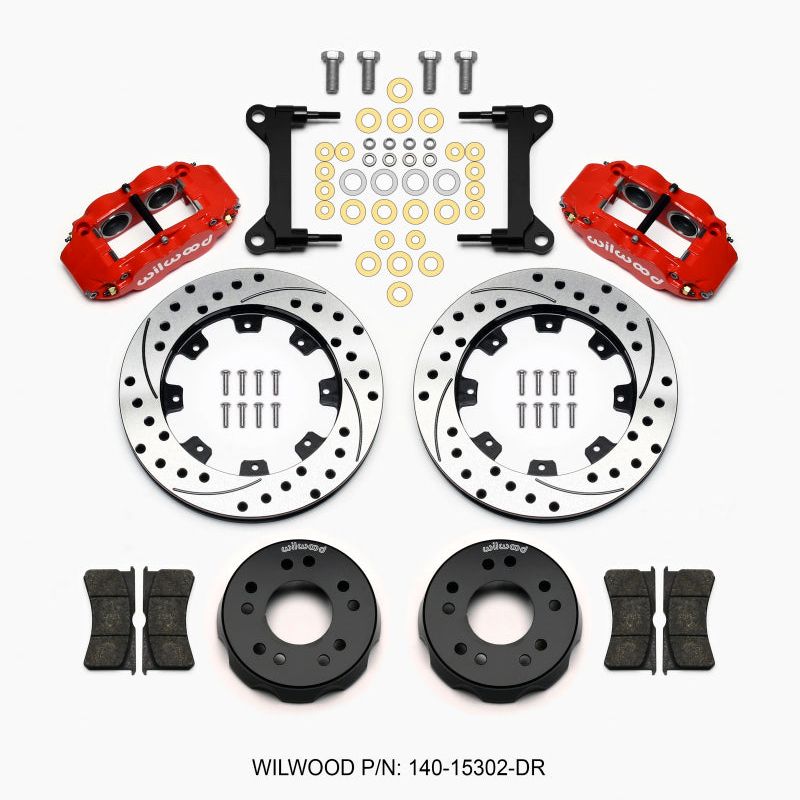 Wilwood 140-15302-DR - WIL140-15302-DR - Wilwood Narrow Superlite 6R Front Kit 12.19in Drilled Red 63-87 C10 w/ Wilwood Pro Spindles - Shipped in Europe - Tuningsupply.com
