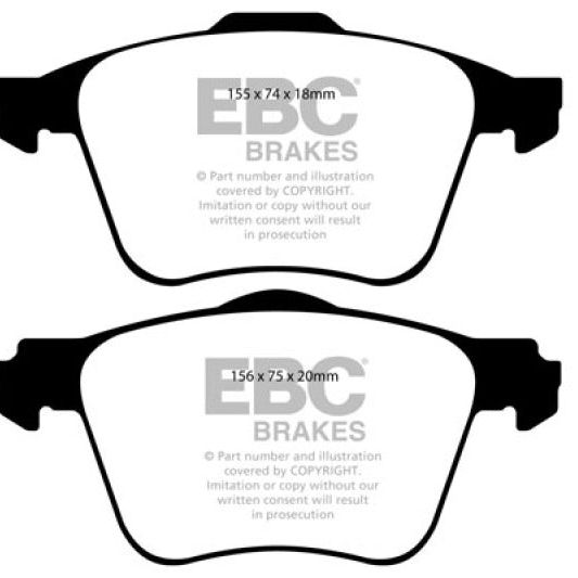 EBC DP41914R - EBCDP41914R - EBC 11+ Volvo S60 2.5 Turbo T5 (315mm Front Rotors) Yellowstuff Front Brake Pads - Shipped in Europe - Tuningsupply.com