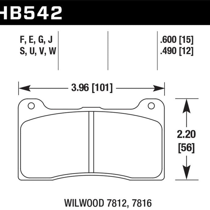 Hawk Performance KHB542N.490 - HAWKHB542N.490 - Hawk Wilwood 7812 HP+ Race Brake Pads - Shipped in Europe - Tuningsupply.com