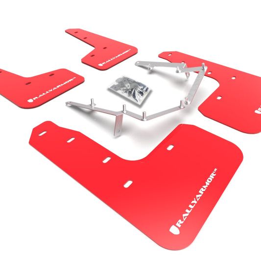 Rally Armor MF71-UR-RD/WH - RALMF71-UR-RD/WH - Rally Armor 17-21 Honda Civic EX/EX-L/LX (Hatchback) Red UR Mud Flap White Logo - Shipped in Europe - Tuningsupply.com