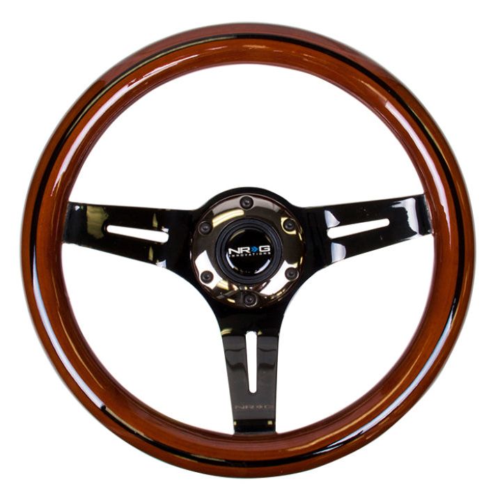 NRG ST-310BRB-BK - NRGST-310BRB-BK - NRG Classic Wood Grain Steering Wheel (310mm) Dark Wood & Black Line Inlay w/Blk Chrome 3-Spoke Ctr. - Shipped in Europe - Tuningsupply.com