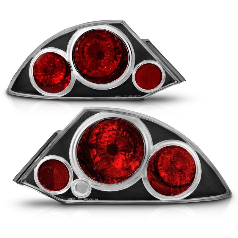 ANZO 221081 - ANZ221081 - ANZO 2000-2005 Mitsubishi Eclipse Taillights Black - Shipped in Europe - Tuningsupply.com