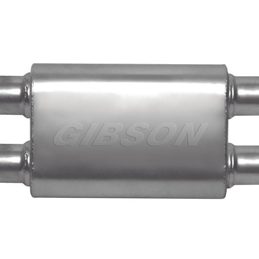 Gibson BM0111 - GIBBM0111 - Gibson MWA Superflow Dual/Dual Oval Muffler - 4x9x14in/2.5in Inlet/2.5in Outlet - Stainless - Shipped in Europe - Tuningsupply.com