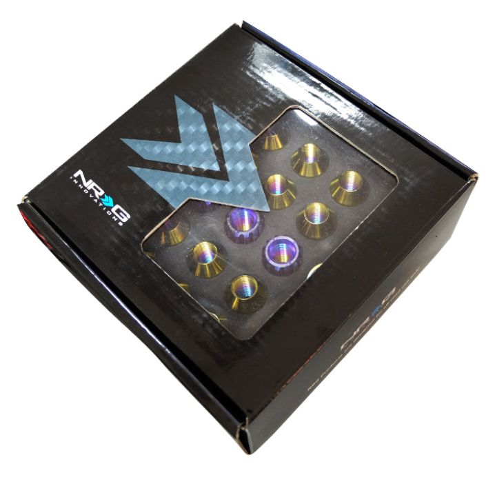 NRG LN-T200MC-21 - NRGLN-T200MC-21 - NRG 200 Series M12 X 1.5 Titanium Lug Nut Set - 21 Pc w/Lock Key Socket - Neochrome - Shipped in Europe - Tuningsupply.com