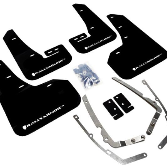 Rally Armor MF37-UR-BLK/WH - RALMF37-UR-BLK/WH - Rally Armor 15-21 MKVII VW Golf/GTI Black UR Mud Flap w/White Logo - Shipped in Europe - Tuningsupply.com
