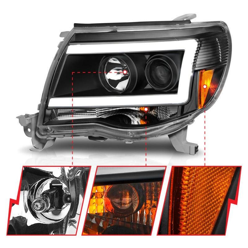ANZO 111517 - ANZ111517 - ANZO 05-09 Toyota Tacoma Projector Light Bar Style Headlights w/ C Light Bar - Shipped in Europe - Tuningsupply.com