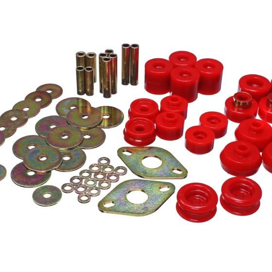 Energy Suspension 8.4111R - ENG8.4111R - Energy Suspension 96-99 Toyota 4Runner 2WD/4WD Red Body Mount Bushing Set - Shipped in Europe - Tuningsupply.com