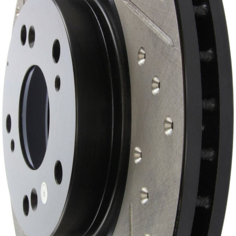 Stoptech 127.40057R - STO127.40057R - StopTech 02-06 Acura RSX Type S / 06-09 Honda Civic Si Slotted & Drilled Right Front Rotor - Shipped in Europe - Tuningsupply.com