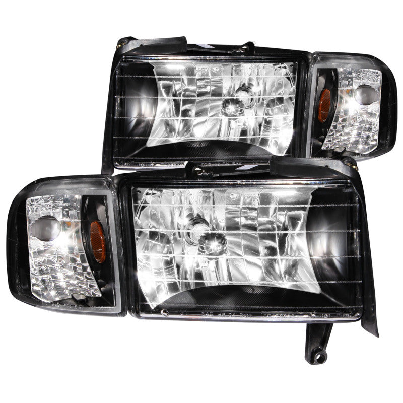 ANZO 111067 - ANZ111067 - ANZO 1994-2001 Dodge Ram Crystal Headlights Black - Shipped in Europe - Tuningsupply.com