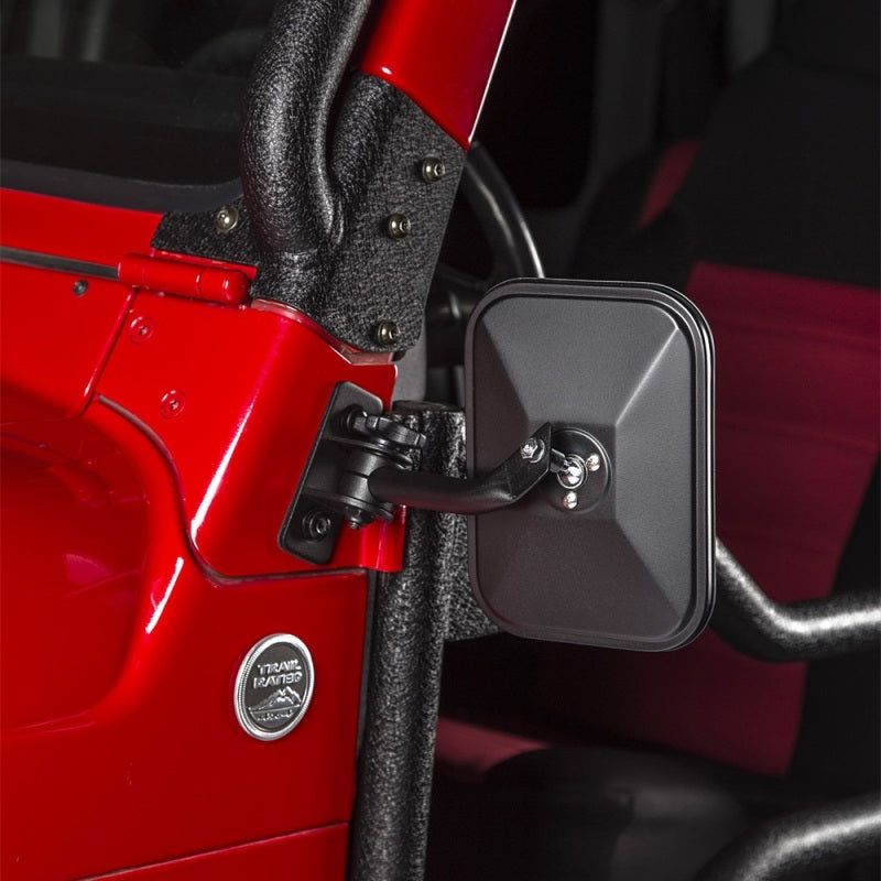 Rugged Ridge 11025.22 - RUG11025.22 - Rugged Ridge 97-18 Jeep Wrangler Textured Black Rectangular Stubby Trail Mirror Kit - Shipped in Europe - Tuningsupply.com