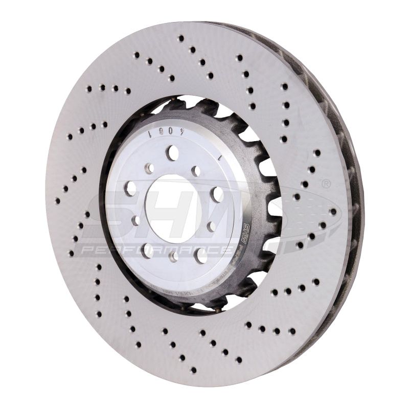 SHW Performance BFR48161 - SHWBFR48161 - SHW 13-16 BMW M5 4.4L Right Front Cross-Drilled Lightweight Brake Rotor (34112284102) - Shipped in Europe - Tuningsupply.com