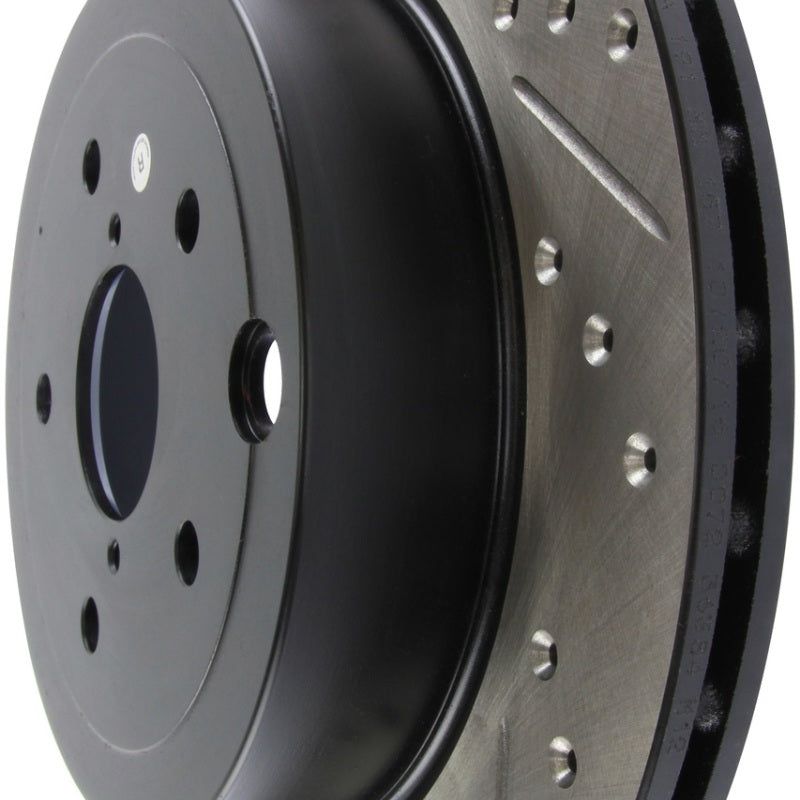 Stoptech 127.47030R - STO127.47030R - StopTech 08+ Subaru STI (Will Not Fit 05-07) Slotted & Drilled Sport Brake Rotor - Shipped in Europe - Tuningsupply.com