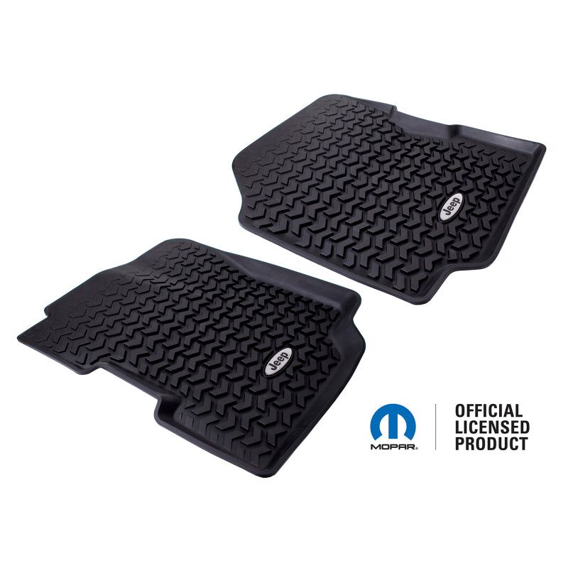 Rugged Ridge DMC-12920.22 - RUGDMC-12920.22 - Rugged Ridge Floor Liner Front Black 1976-1995 Jeep Logo CJ-7 / CJ-8 / Jeep Wrangler YJ - Shipped in Europe - Tuningsupply.com