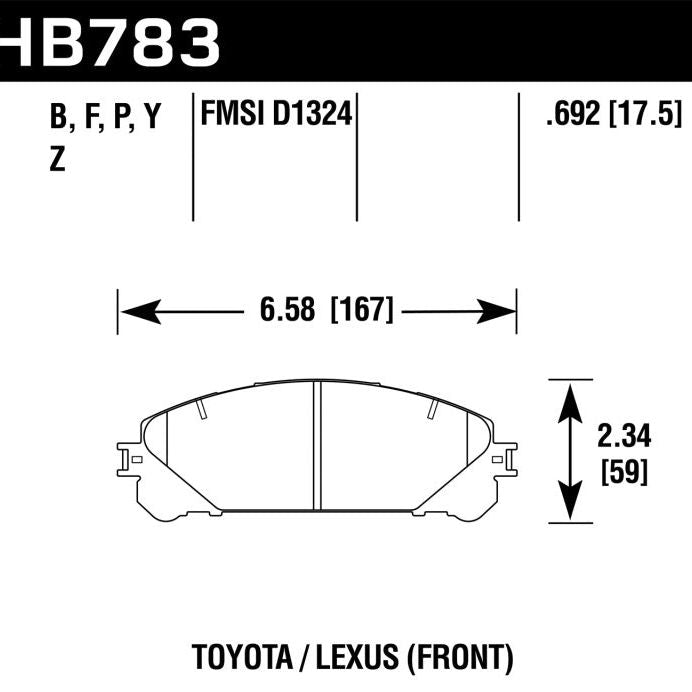 Hawk Performance KHB783Y.692 - HAWKHB783Y.692 - Hawk 08-16 Toyota Highlander LTS Street Front Brake Pads - Shipped in Europe - Tuningsupply.com