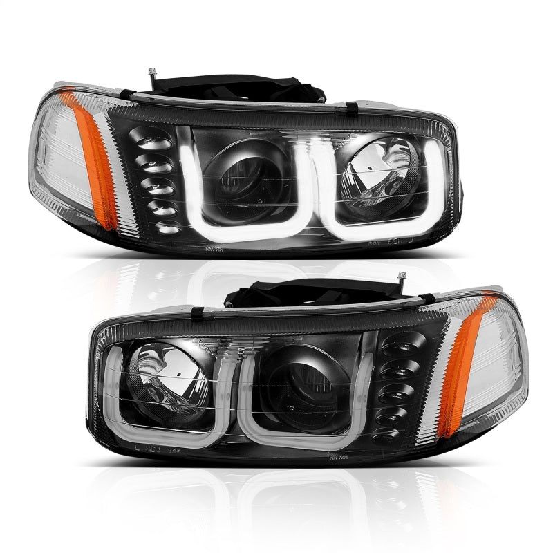 ANZO 111303 - ANZ111303 - ANZO 1999-2006 GMC Sierra 1500 Projector Headlights w/ U-Bar Black - Shipped in Europe - Tuningsupply.com