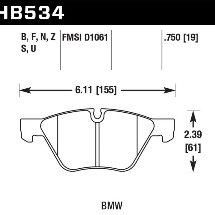 Hawk Performance KHB534S.750 - HAWKHB534S.750 - Hawk 08-12 BMW 128i /06 325i/325Xi /07 328i/328Xi /06 330i/330Xi Front HT-10 Race Brake Pads - Shipped in Europe - Tuningsupply.com