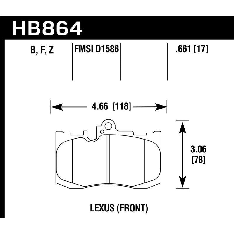 Hawk Performance KHB864F.661 - HAWKHB864F.661 - Hawk 13-17 Lexus GS350/GS350 F Sport / 12-17 Lexus IS350 HPS Street Front Brake Pads - Shipped in Europe - Tuningsupply.com