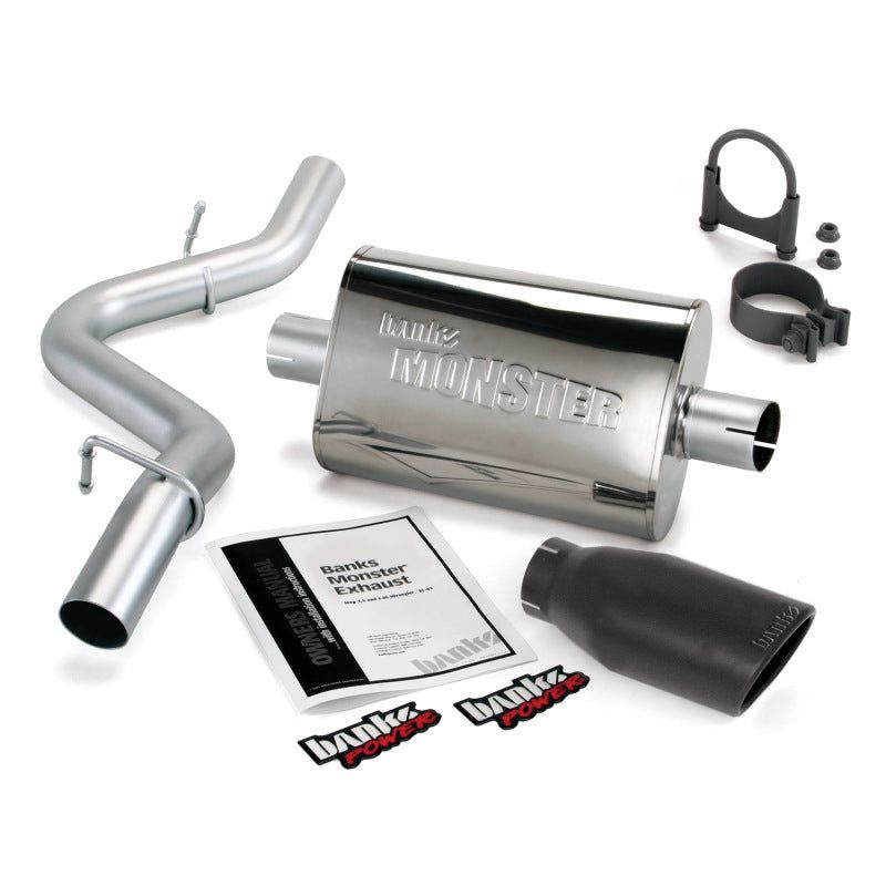 Banks Power 51312-B - GBE51312-B - Banks Power 97-99 Jeep 2.5/4.0L Wrangler Slip Fit Cat Monster Exh Sys - SS Single Exh w/ Blk Tip - Shipped in Europe - Tuningsupply.com