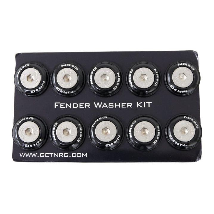 NRG FW-100BK - NRGFW-100BK - NRG Fender Washer Kit w/Rivets For Plastic (Black) - Set of 10 - Shipped in Europe - Tuningsupply.com