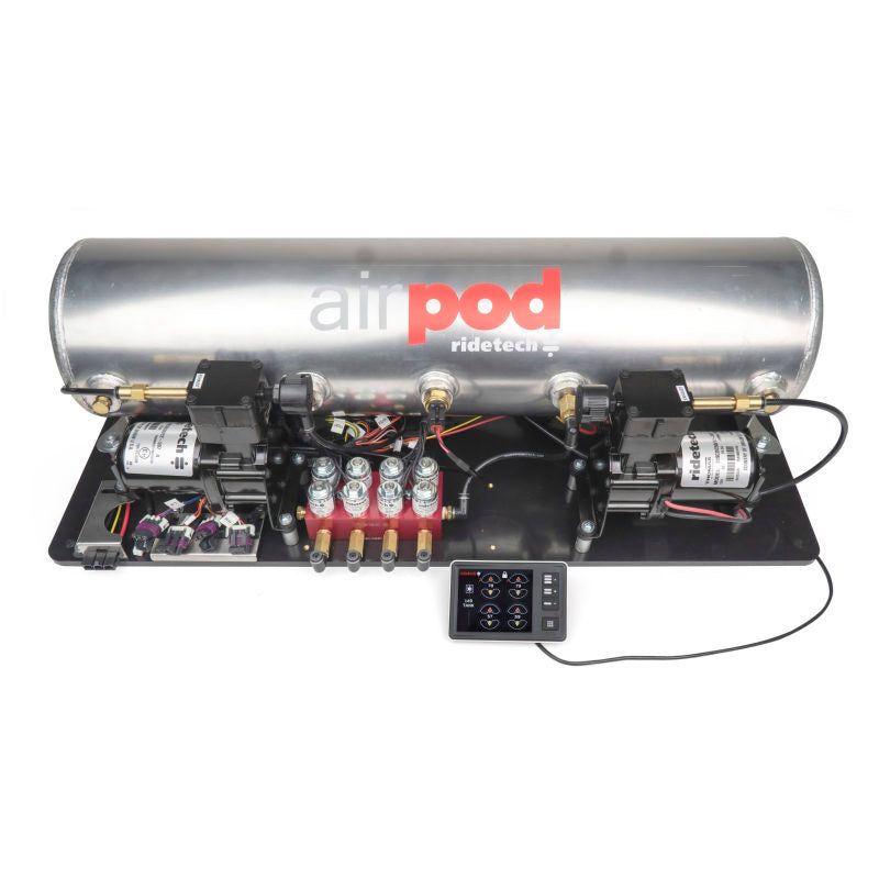 Ridetech 30514100 - RID30514100 - Ridetech RidePro E5 Air Ride Suspension Control System 5 Gallon Dual Compressor AirPod 1/4in Valves - Shipped in Europe - Tuningsupply.com