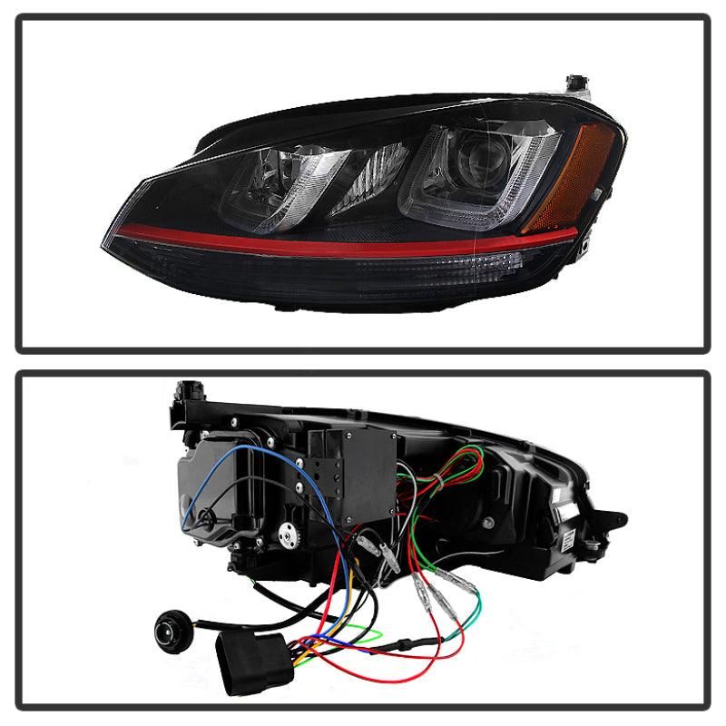 SPYDER 5080592 - SPY5080592 - Spyder Volkswagen Golf VII 14-16 Projector Headlights DRL LED Red Stripe Blk PRO-YD-VG15-RED-DRL-BK - Shipped in Europe - Tuningsupply.com
