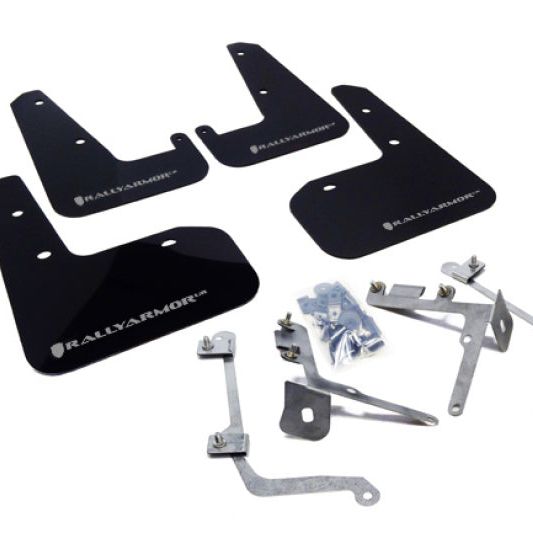 Rally Armor MF19-UR-BLK/SIL - RALMF19-UR-BLK/SIL - Rally Armor 11-14 Subaru WRX/STI (Sedan Only) Black UR Mud Flap w/Silver Logo - Shipped in Europe - Tuningsupply.com