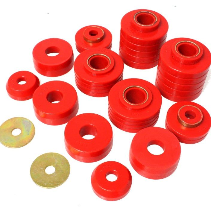 Energy Suspension 4.4107R - ENG4.4107R - Energy Suspension 80-98 Ford F250/F350 / 80-92 Ford F100/F150 / 85-98 Ford F450 Red Body Mount Set - Shipped in Europe - Tuningsupply.com