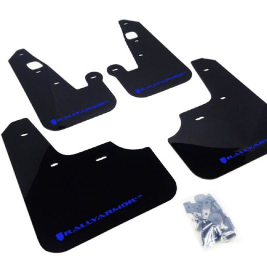 Rally Armor MF8-UR-BLK/BL - RALMF8-UR-BLK/BL - Rally Armor 07-17 Mitsubishi Lancer Black UR Mud Flap w/ Blue Logo - Shipped in Europe - Tuningsupply.com