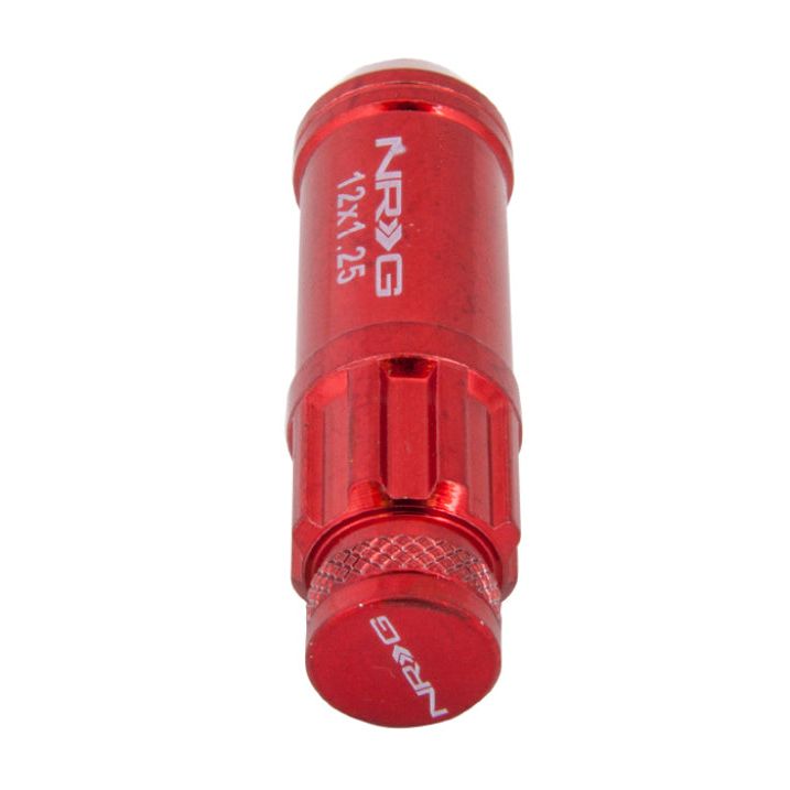 NRG LN-LS710RD-21 - NRGLN-LS710RD-21 - NRG 700 Series M12 X 1.25 Steel Lug Nut w/Dust Cap Cover Set 21 Pc w/Locks & Lock Socket - Red - Shipped in Europe - Tuningsupply.com