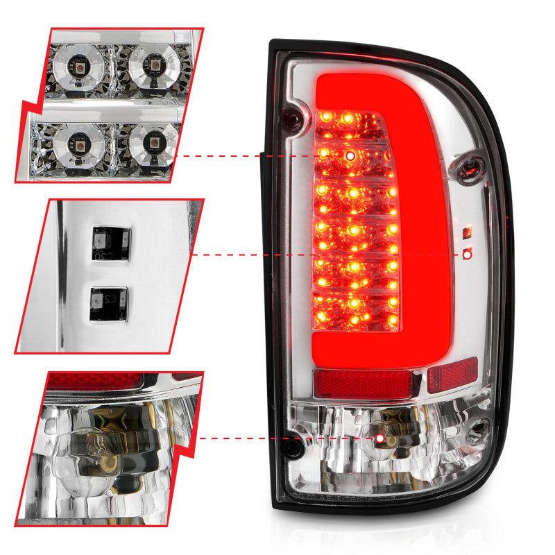 ANZO 311355 - ANZ311355 - ANZO 95-00 Toyota Tacoma LED Taillights Chrome Housing Clear Lens (Pair) - Shipped in Europe - Tuningsupply.com