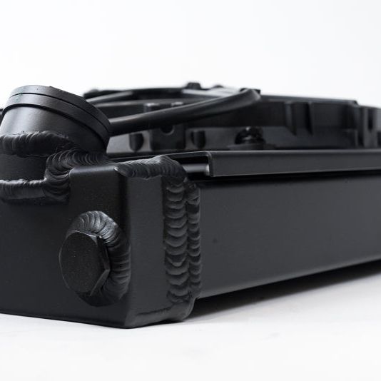 CSF 2858XB - CSF2858XB - CSF Universal Half Radiator w/-16AN & Slip-On Fittings/12in SPAL Fan & Shroud - Black Finish - Shipped in Europe - Tuningsupply.com