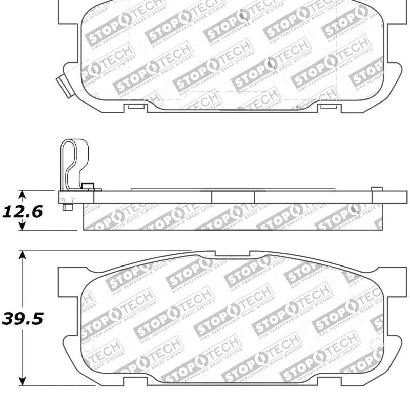 Stoptech 308.08910 - STO308.08910 - StopTech Street Touring 01-05 Miata w/ Sport Suspension Rear Brake Pads D891 - Shipped in Europe - Tuningsupply.com