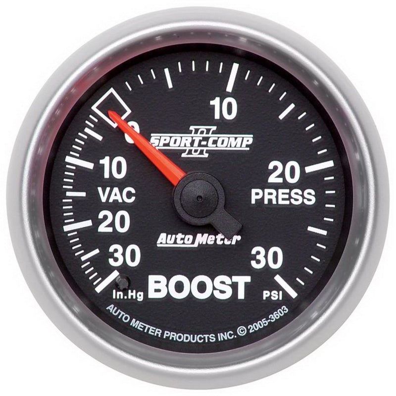 AutoMeter 3603 - ATM3603 - Autometer Sport-Comp II 52mm 30 PSI Mechanical Boost Vacumm Gauge - Shipped in Europe - Tuningsupply.com