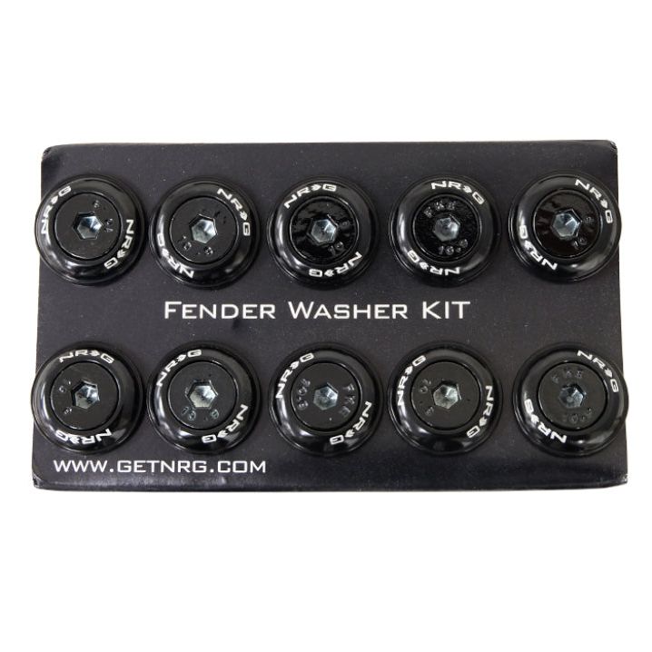 NRG FW-150BK - NRGFW-150BK - NRG Fender Washer Kit w/Color Matched M6 Bolt Rivets For Plastic (Black) - Set of 10 - Shipped in Europe - Tuningsupply.com