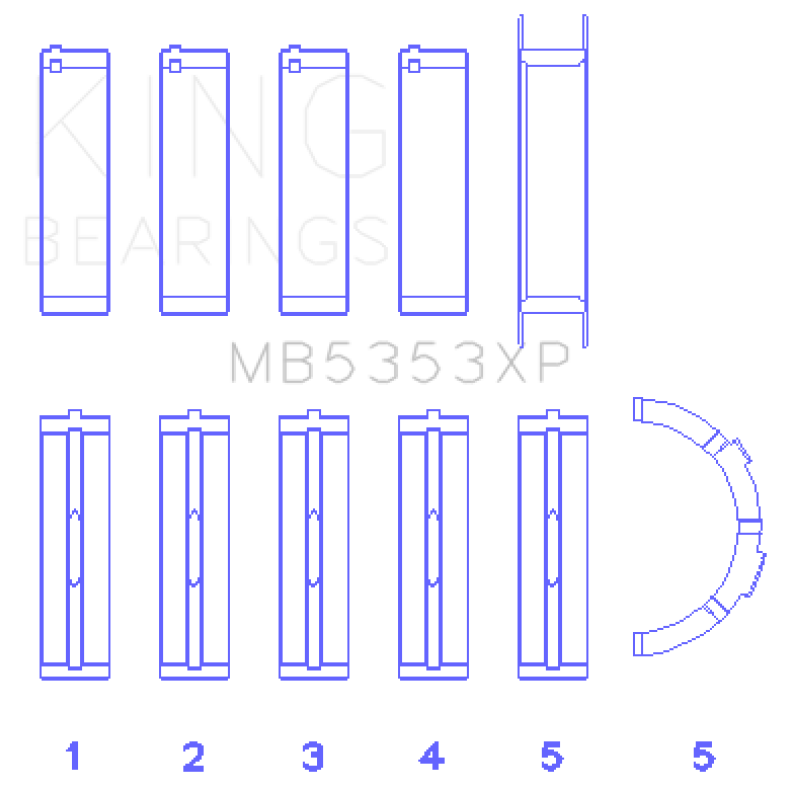 King Engine Bearings GMB5353XP - KINGMB5353XP - King Engine Bearings Ford 281 4.6L SOHC 16V Performance Main Bearing Set - Size STD - Shipped in Europe - Tuningsupply.com