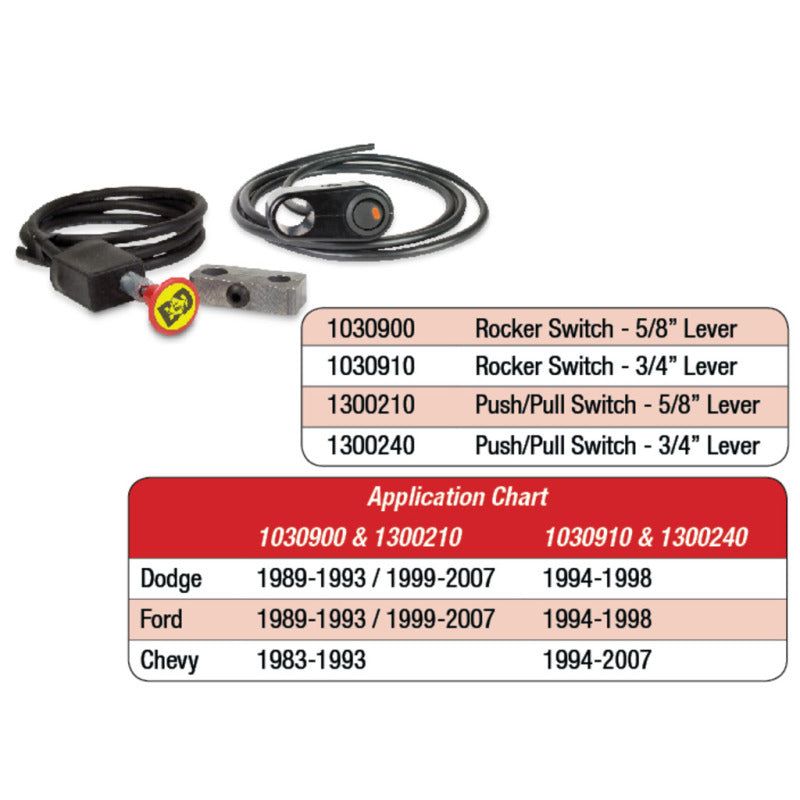 BD Diesel 1300210 - BDD1300210 - BD Diesel Push/Pull Switch Kit Exhaust Brake - 5/8in Manual Lever - Shipped in Europe - Tuningsupply.com