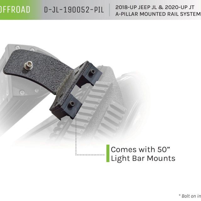 DV8 Offroad D-JL-190052-PIL - DVED-JL-190052-PIL - DV8 Offroad 2018+ JL/Gladiator Picatinny Rail A-Pillar Pod LED Light Mount - Shipped in Europe - Tuningsupply.com
