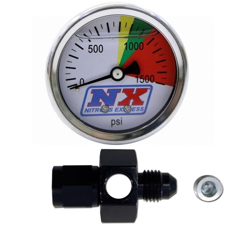 Nitrous Express 15510 - NEX15510 - Nitrous Express N2O Flo-Thru Pressure Gauge (0-1500 PSI) 6AN - Shipped in Europe - Tuningsupply.com