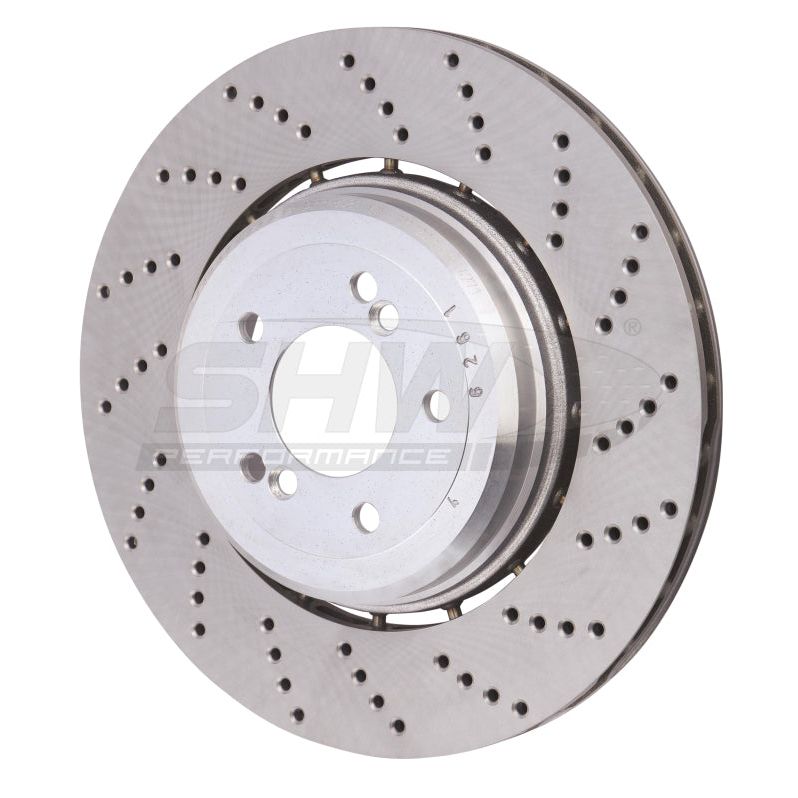 SHW Performance BRR48081 - SHWBRR48081 - SHW 06-10 BMW M5 5.0L Right Rear Cross-Drilled Lightweight Brake Rotor (34212282808) - Shipped in Europe - Tuningsupply.com
