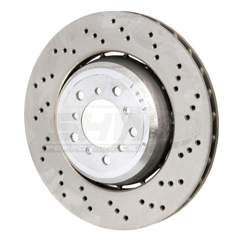 SHW Performance BFR42852 - SHWBFR42852 - SHW 08-13 BMW M3 4.0L Right Front Cross-Drilled Lightweight Brake Rotor (34112283802) - Shipped in Europe - Tuningsupply.com
